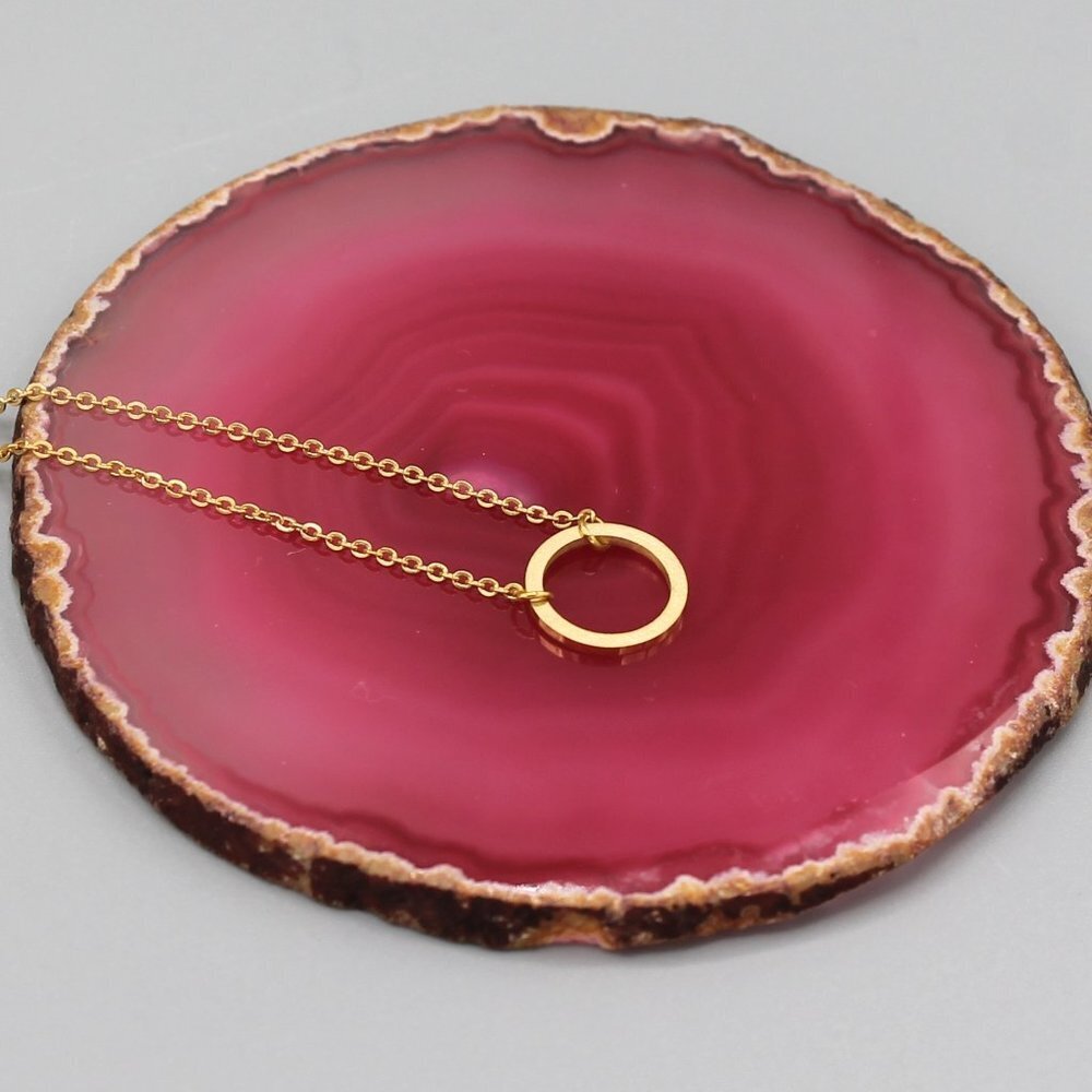 Karma circle of life yellow gold tone necklace - Picture 3 of 7